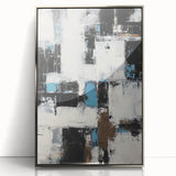 Framed acrylic artwork showcasing abstract silver strokes on a sleek background, perfect for modern home decor. Adds elegance and sophistication to any space.