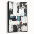 Framed canvas artwork showcasing abstract black stroke designs, viewed from the side, perfect for modern home decor or office aesthetics. Ideal for adding a touch of sophistication to any interior space.