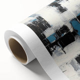 Abstract strokes artwork on rolled canvas, showcasing vibrant colors and dynamic patterns, ideal for modern home decor, packaged securely in a cardboard tube.