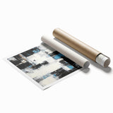 Abstract strokes canvas print showcasing vibrant hues of blue, orange, and yellow, designed to enhance contemporary home decor. Ideal for stylish wall displays.