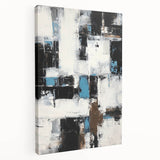 Abstract strokes canvas art featuring vibrant blue, orange, and gold colors, displayed in a side view to highlight its textured surface and modern design. Perfect for contemporary home decor.