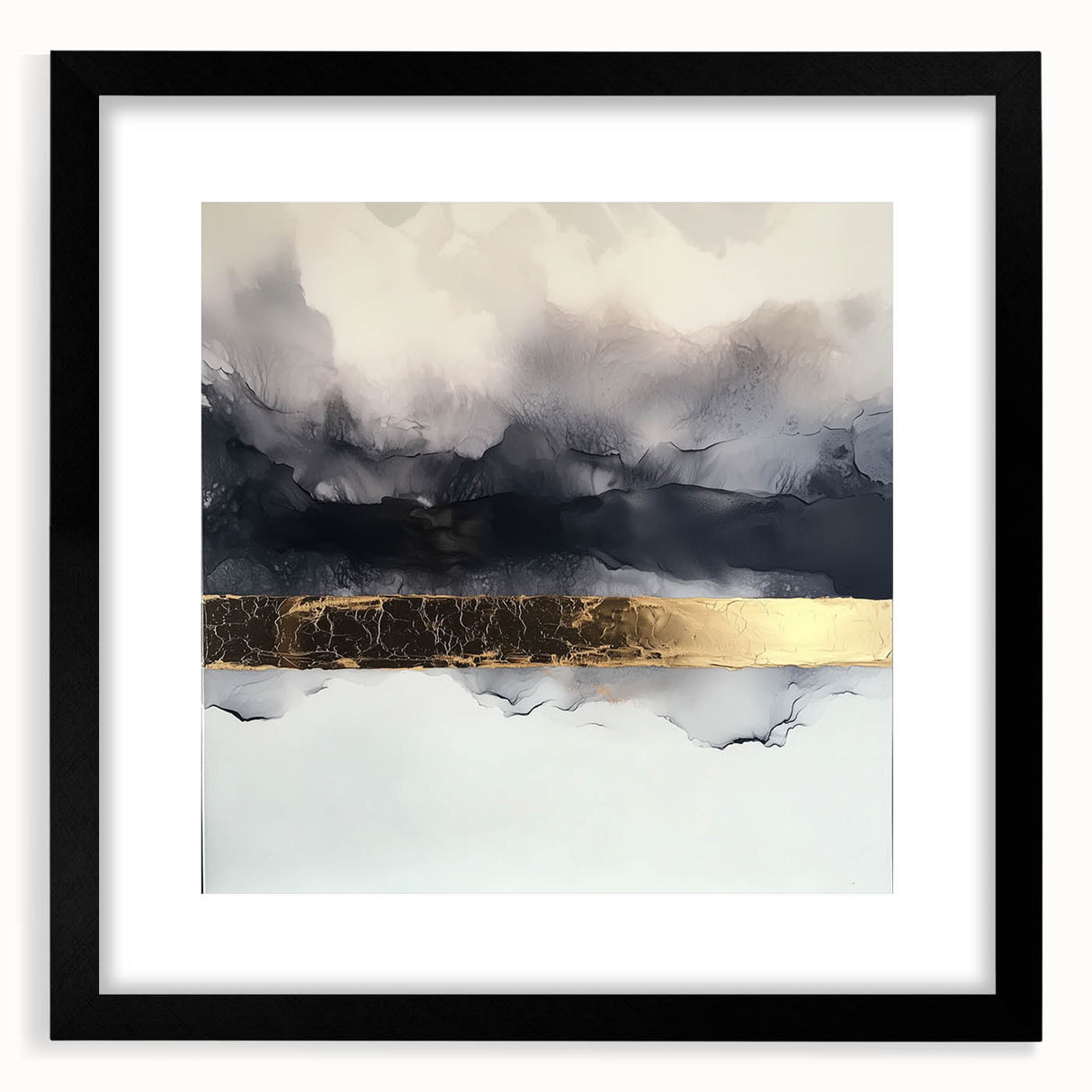 Abstract strokes art frame with a black mat, showcasing vibrant colors and dynamic patterns, perfect for modern home decor or gallery display.