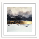 Abstract strokes frame in a white mat, showcasing a modern art design with bold colors and dynamic patterns. Perfect for contemporary home decor.