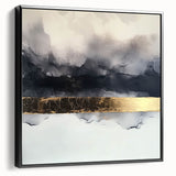 Framed canvas artwork displaying abstract strokes in black and white, highlighting modern design aesthetics. Ideal for contemporary home decor or office spaces.