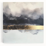 Abstract art canvas featuring vibrant strokes in shades of blue, orange, and green, perfect for modern home decor. Ideal for enhancing artistic interior spaces.