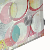 Abstract acrylic strokes in vibrant colors create a dynamic close-up view, showcasing a modern glass artwork design with fluid patterns and textures.