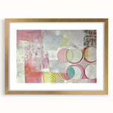 Abstract strokes frame with a gold mat showcasing a modern art piece, highlighting vibrant colors and fluid designs, ideal for contemporary decor.