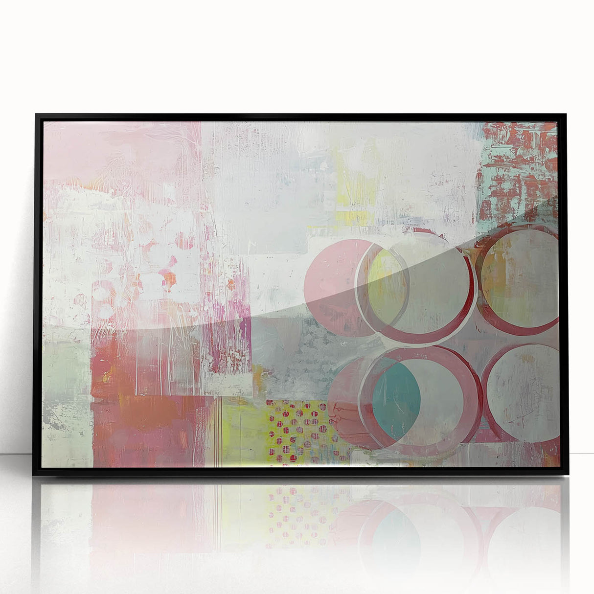 Framed acrylic wall art featuring abstract strokes in black, gray, and white, offering a modern aesthetic. Ideal for contemporary home decor and art enthusiasts.