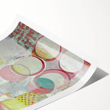 Abstract strokes canvas print featuring vibrant colors in blue, orange, and yellow, showcasing an artistic design ideal for modern home decor, rolled up for easy shipping.