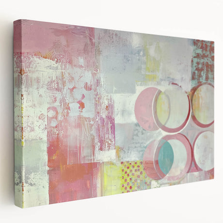Abstract canvas artwork featuring bold, colorful strokes in a modern design, showcasing vibrant hues of blue, orange, and yellow, perfect for contemporary decor.
