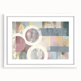 Abstract strokes framed artwork with a white mat, showcasing vibrant colors and dynamic patterns, ideal for modern home decor and art enthusiasts.