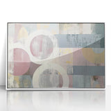 Framed acrylic artwork showcasing abstract strokes in soft pastel colors, featuring a modern design perfect for contemporary home decor. The piece adds a touch of elegance and creativity to any space.