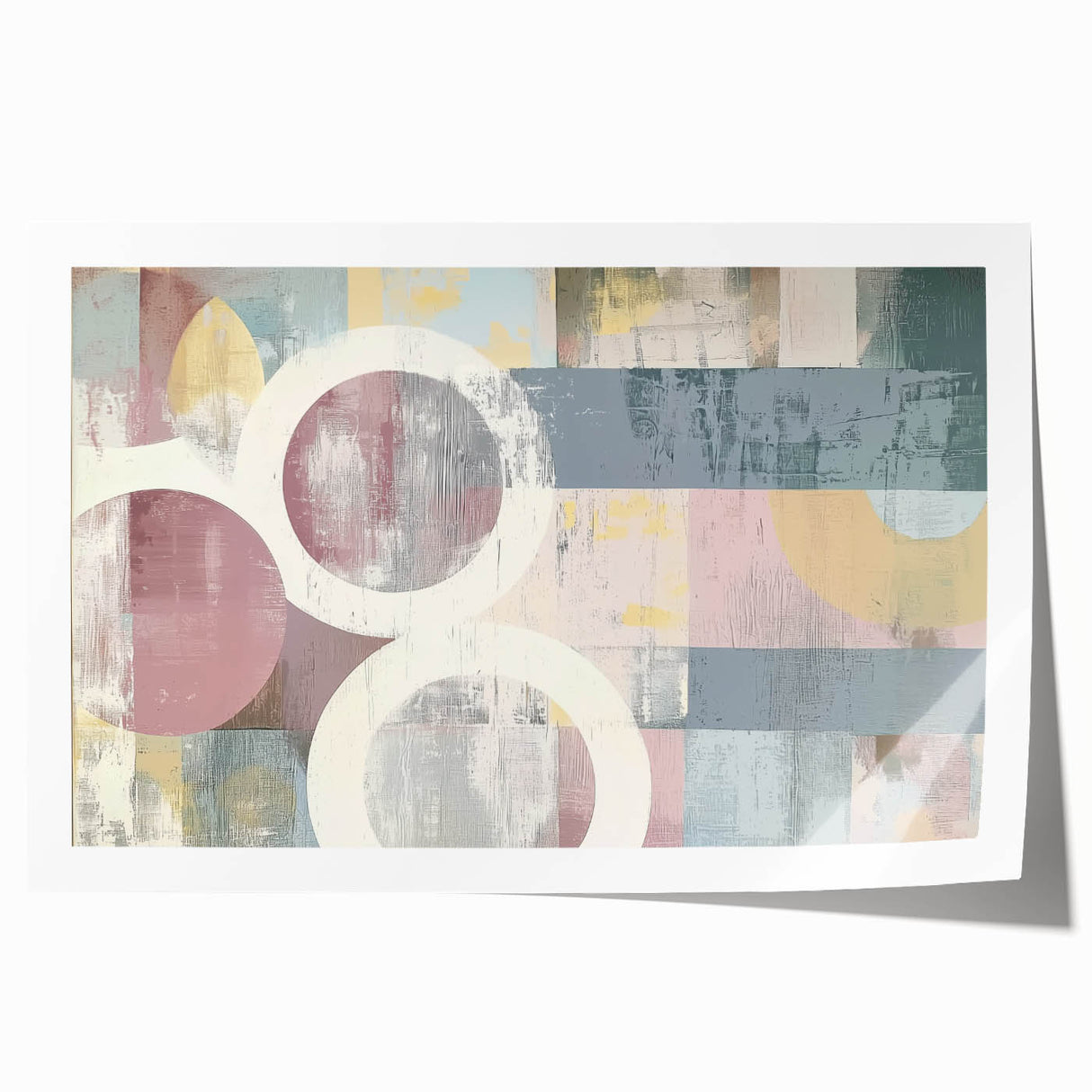 Abstract strokes canvas print featuring vibrant blues, greens, and golds, showcasing a modern artistic design, perfect for contemporary home decor or office space.