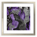 Abstract strokes frame featuring a silver mat, elegantly showcasing a modern design with fluid lines and dynamic colors, ideal for contemporary decor.