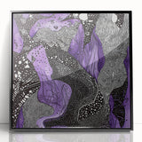 Framed abstract acrylic artwork showcasing bold black strokes against a white background, adding modern elegance to any interior decor. Perfect for contemporary spaces.