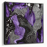 Framed canvas artwork showcasing abstract black strokes on a textured background, viewed from the side, ideal for modern home decor and artistic settings.
