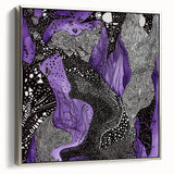 Abstract strokes canvas artwork in a sleek silver frame, showcasing vibrant colors and dynamic brushwork. Perfect for modern home decor and artistic settings.