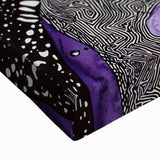 Close-up of an abstract strokes stretched canvas artwork showcasing vibrant blue, yellow, and pink hues, perfect for modern home decor or artistic spaces.