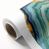 Abstract wall art rolled canvas featuring vibrant strokes in shades of blue, orange, and yellow, ideal for modern home decor. Packaged securely in a cardboard tube for safe delivery.