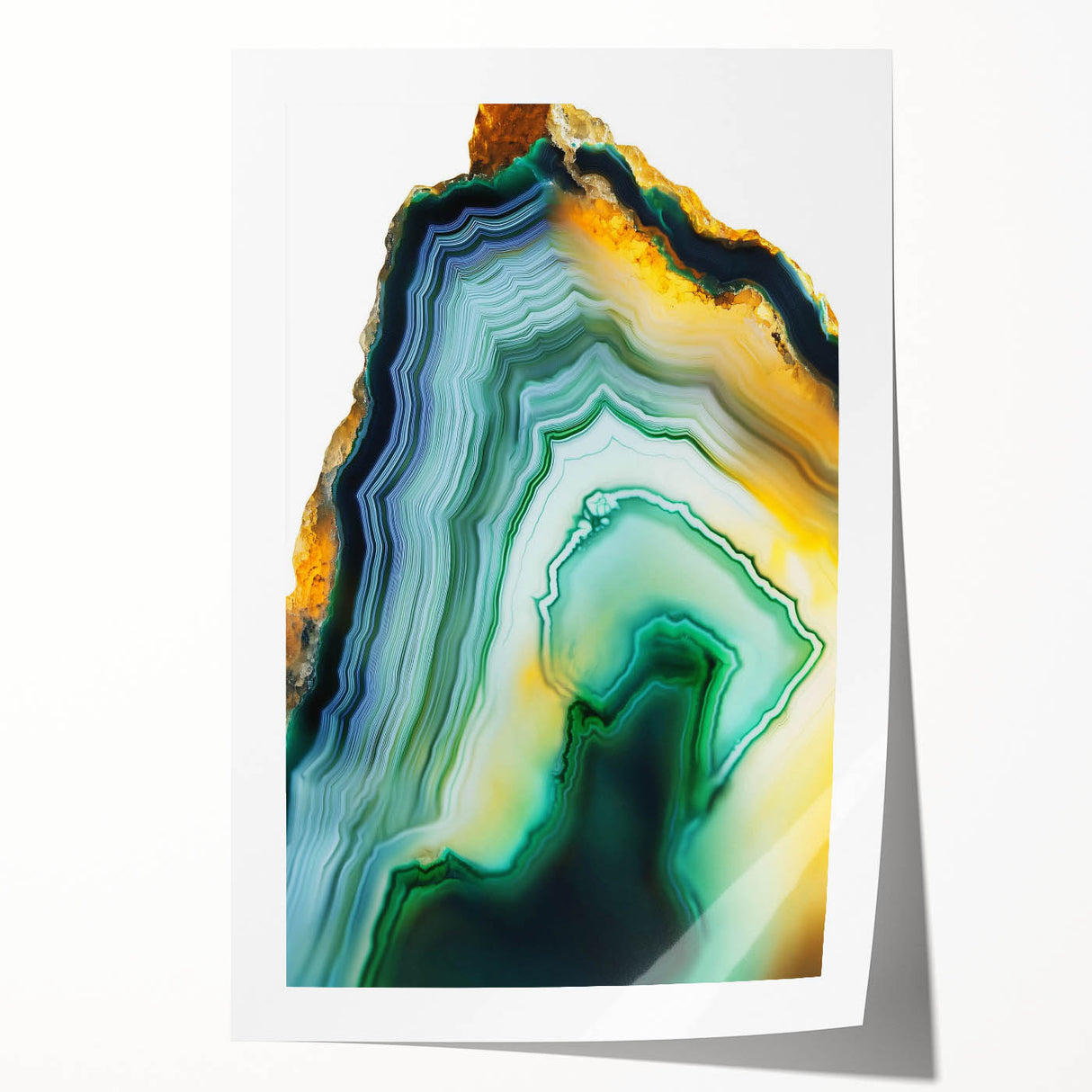 Abstract strokes canvas print in vibrant blues and golds, showcasing a modern artistic design. Perfect for adding a contemporary touch to any room's decor.