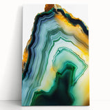 Abstract canvas art featuring vibrant strokes of blue, yellow, and red, leaning against a neutral wall, adding a contemporary touch to modern decor. The design showcases dynamic brushwork and color blending, perfect for enhancing living spaces or art collections.