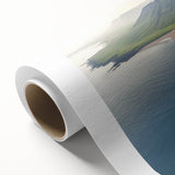 Vibrant landscape canvas artwork showcasing dramatic cliffs and serene skies, rolled and packaged in a protective tube, perfect for home decor. Ideal for nature enthusiasts.