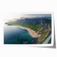 Vibrant landscape canvas print showcasing majestic cliffs and rolling hills, rolled for shipping in a secure cardboard tube, perfect for home decor.