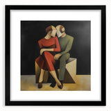 Modern Bedroom Art – Geometric Romantic Couple Canvas Wall Decor