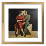 Modern Bedroom Art – Geometric Romantic Couple Canvas Wall Decor