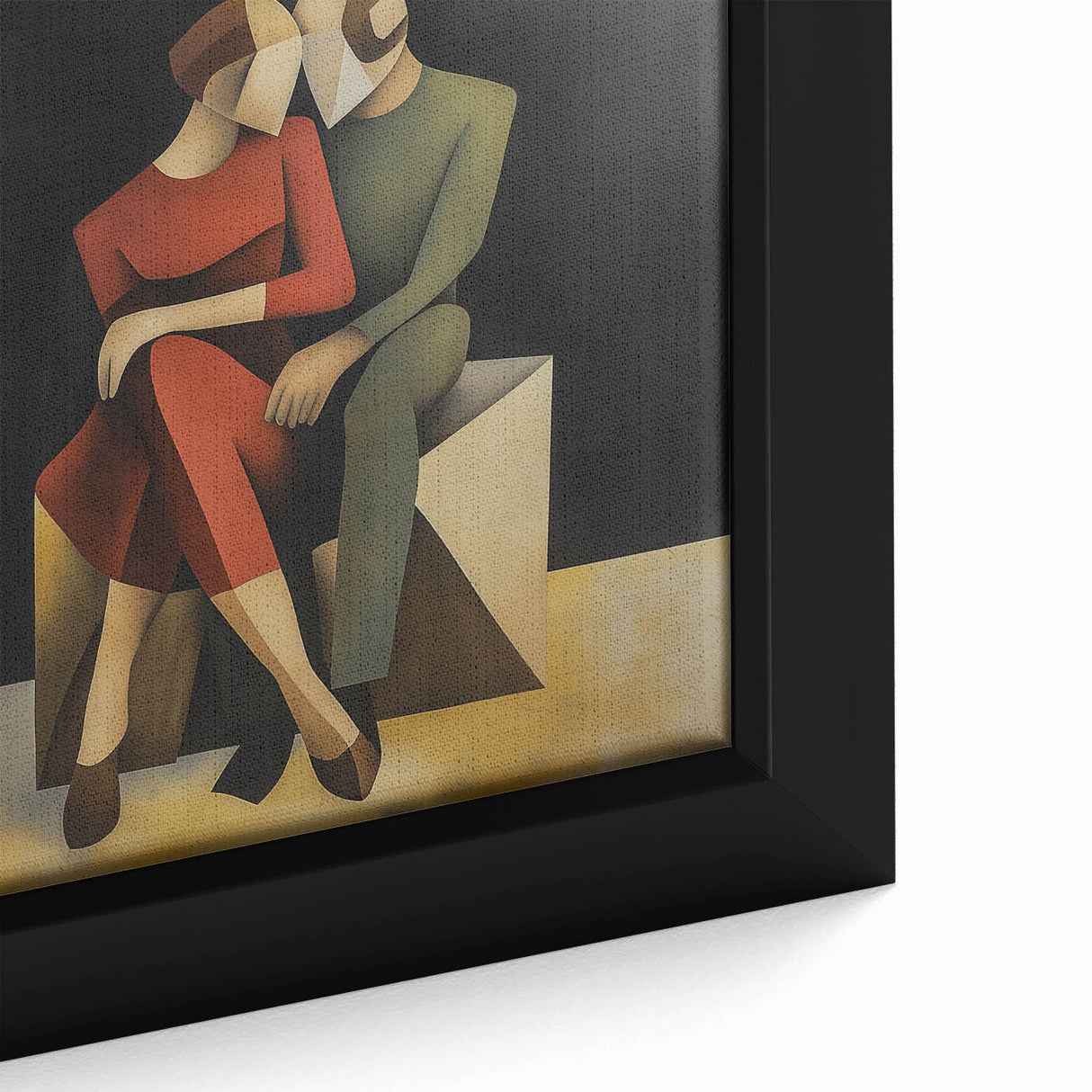 Modern Bedroom Art – Geometric Romantic Couple Canvas Wall Decor
