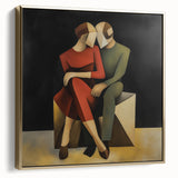 Modern Bedroom Art – Geometric Romantic Couple Canvas Wall Decor