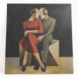 Modern Bedroom Art – Geometric Romantic Couple Canvas Wall Decor