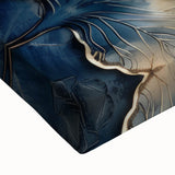 Luxury Dining Room Wall Art – Gold & Silver Ginkgo on Blue Canvas