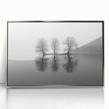 Framed Office Art - Minimalist Foggy Lake Reflection Print