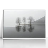Framed Office Art - Minimalist Foggy Lake Reflection Print