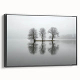 Framed Office Art - Minimalist Foggy Lake Reflection Print