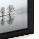 Framed Office Art - Minimalist Foggy Lake Reflection Print