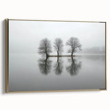 Framed Office Art - Minimalist Foggy Lake Reflection Print