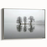 Framed Office Art - Minimalist Foggy Lake Reflection Print