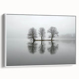 Framed Office Art - Minimalist Foggy Lake Reflection Print
