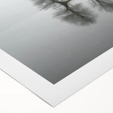 Framed Office Art - Minimalist Foggy Lake Reflection Print