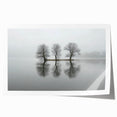 Framed Office Art - Minimalist Foggy Lake Reflection Print