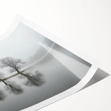 Framed Office Art - Minimalist Foggy Lake Reflection Print