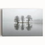Framed Office Art - Minimalist Foggy Lake Reflection Print