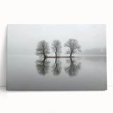 Framed Office Art - Minimalist Foggy Lake Reflection Print