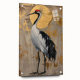 Abstract figurative wall art displayed in a side view, showcasing vibrant colors and intricate designs, mounted on acrylic glass with visible pins for a modern aesthetic.
