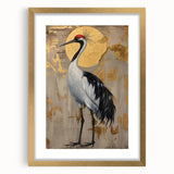Abstract figurative wall art in a gold frame with a white mat, showcasing vibrant colors and dynamic shapes, ideal for modern home decor and artistic expression.