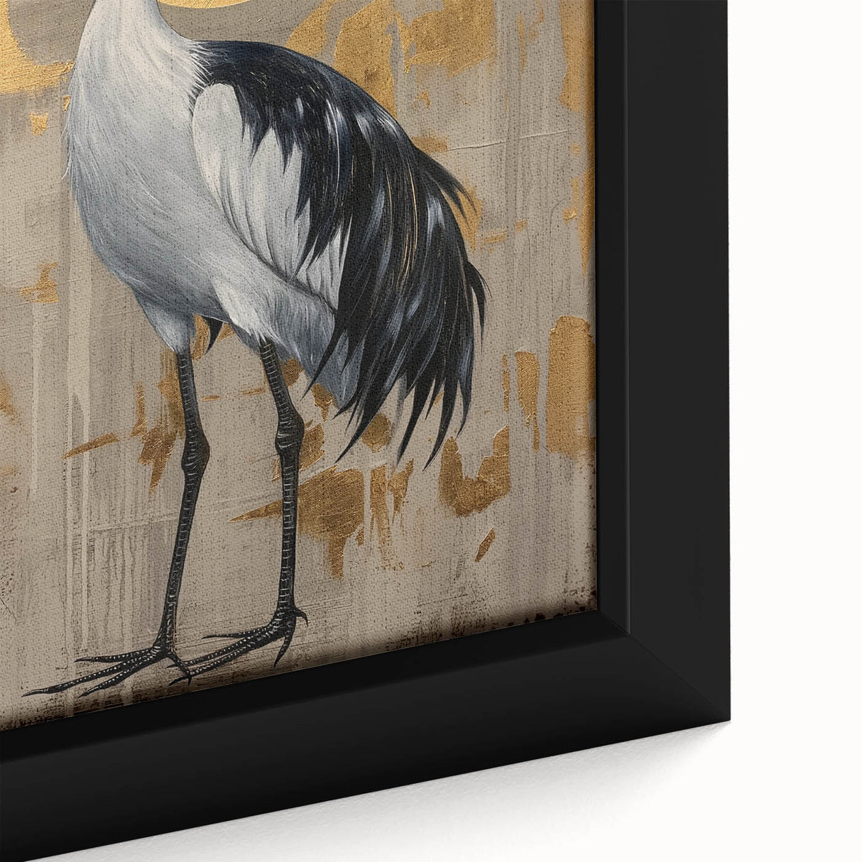 Close-up of a framed abstract figurative wall art piece showcasing vibrant colors and dynamic shapes, perfect for modern home decor enhancement.