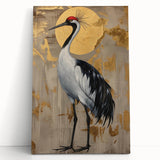 Abstract figurative wall art on stretched canvas, showcasing vibrant colors and dynamic shapes, leaning against a neutral wall, perfect for modern decor.