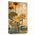 Abstract floral wall art displayed in a side view on acrylic glass, showcasing vibrant colors and intricate pin details, perfect for modern home decor.